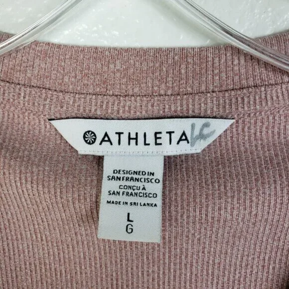 NWOT Athleta Uptempo Ribbed Henley Top Mauve Pink size Large - Picture 6 of 15